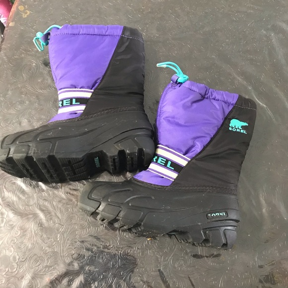 Sorel Youth Cub Snow Boot Purple Arrow/Shark - Picture 5 of 8